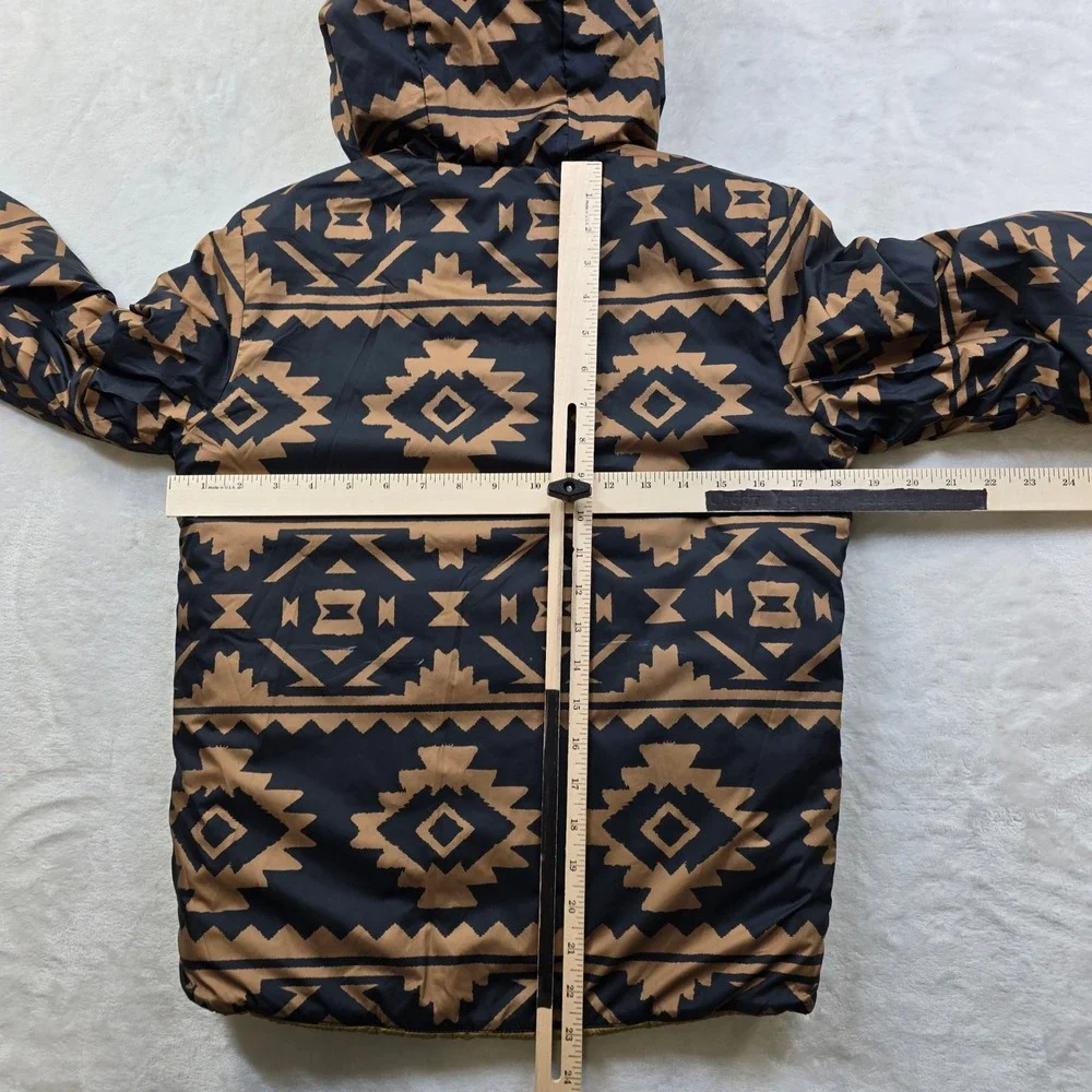 The North‎ Face Reversible Puffer Jacket Boys Medium 10/12 Khaki Black Perrito